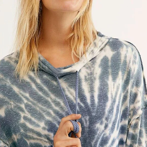 We The Free Blue Best Catch Tie Dye Tunic Top XS Drawstring Free People - Picture 4 of 12